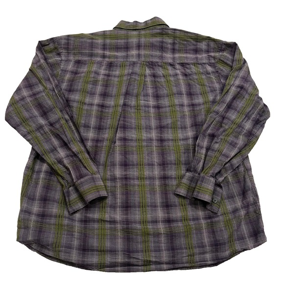 Alan Flusser Men's XL Long Sleeve Button Down Shirt Plaid Cotton Green Blue - Picture 2 of 6